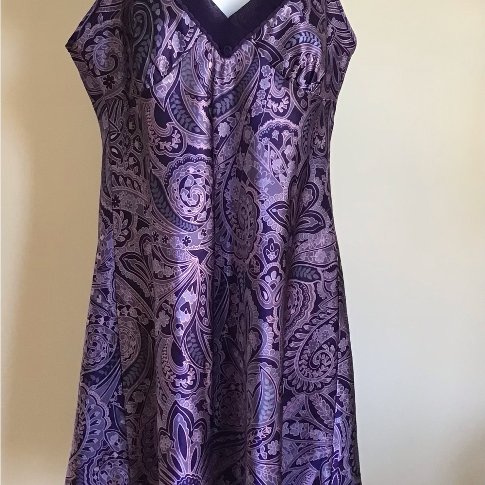 Liz Claiborne Purple Paisley Floral Nightgown Chemise Dress Size L #nightgown